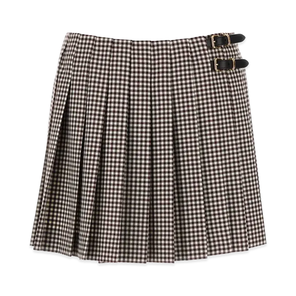 MIU MIU Women's Embroidered Vichy Mini Skirt "Checked"