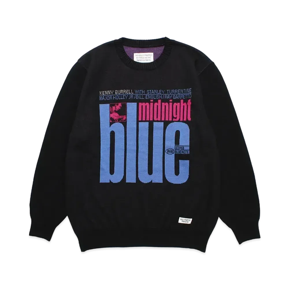 WACKO MARIA BLUE NOTE Jacquard Knit Sweater "Black"