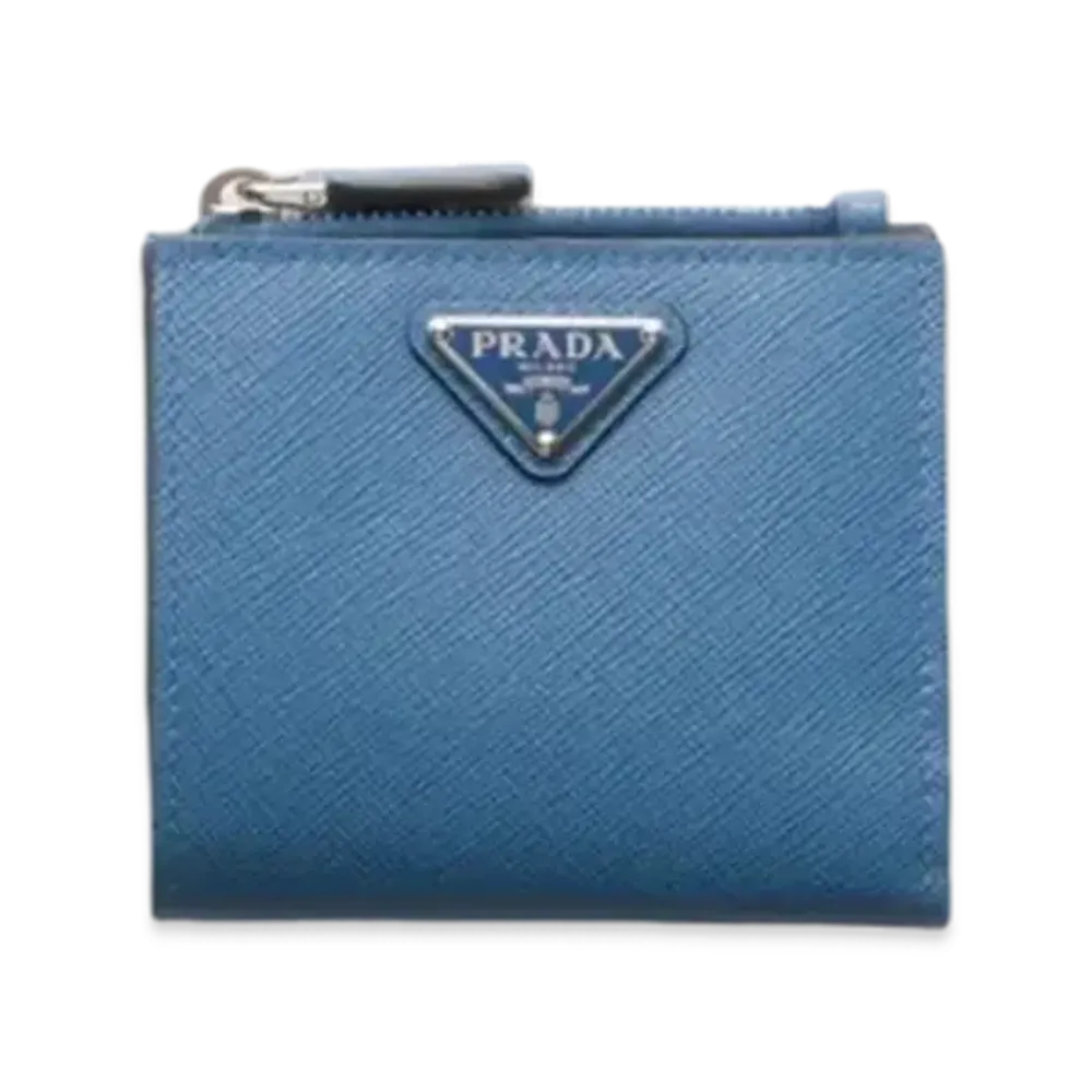 PRADA Small Saffiano Leather Wallet "Blue"