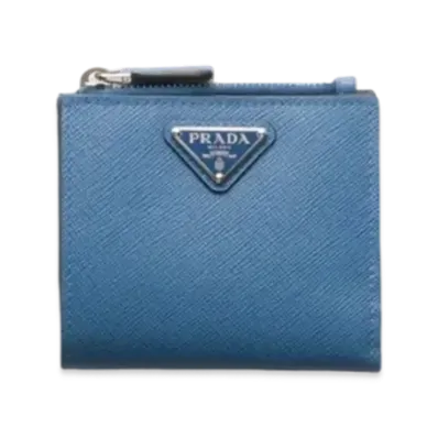 PRADA Small Saffiano Leather Wallet "Blue"