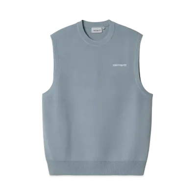 Carhartt Script Vest Sweater "Misty Sky/White"