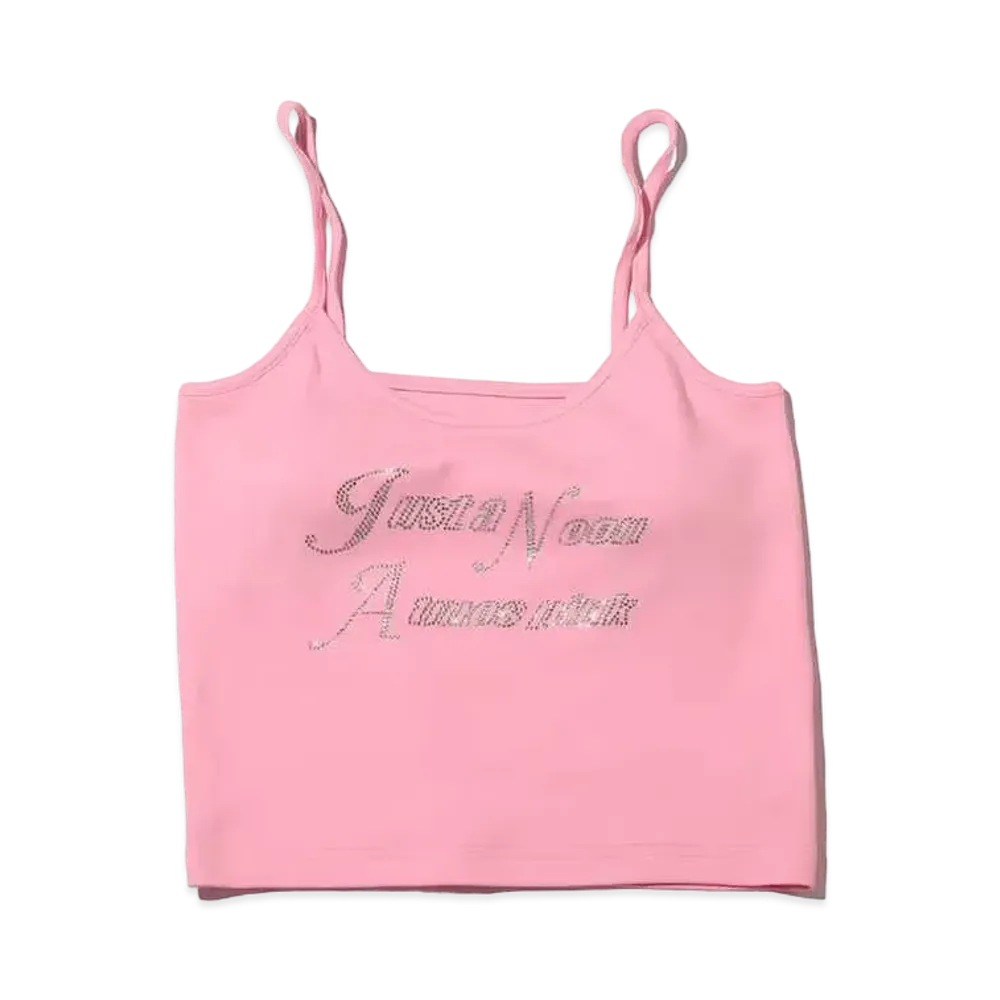 atmos pink x Just Annoon Rhinestone Logo Cami "Pink"