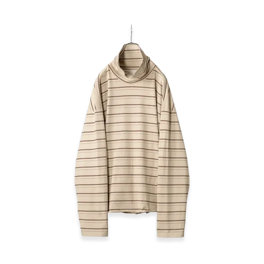 ANCELLM Turtleneck Border LS T-Shirt "Beige"