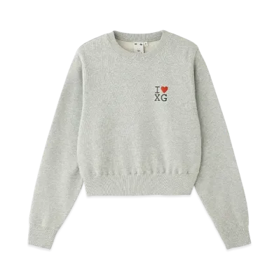X-Girl I Love Xg Logo Compact Sweat Top "Ash"