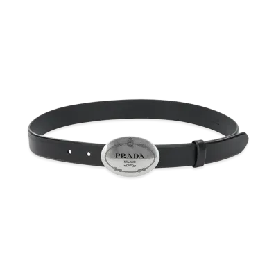 PRADA Women's Oval Buckle Belt "Black"