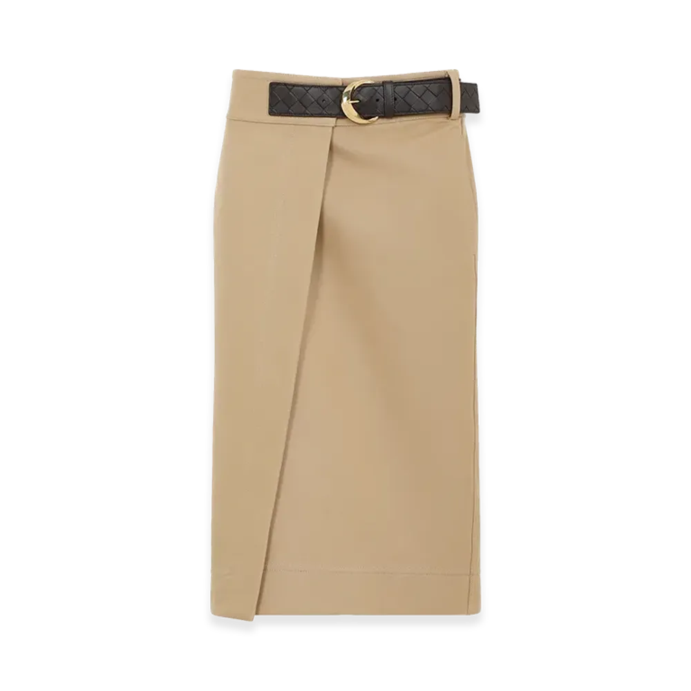 Bottega Veneta Women's Canvas Midi Skirt "Beige"