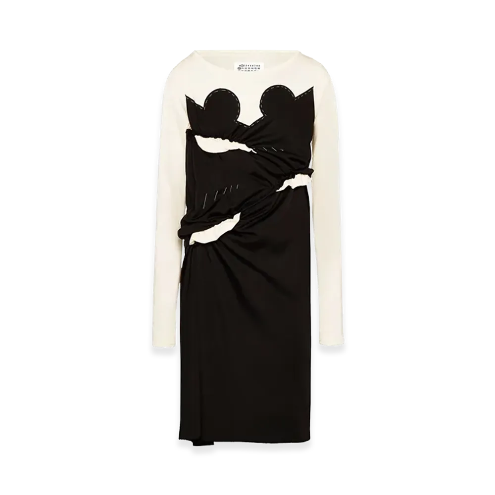 Maison Margiela Women's Two-Tone Jersey Dress "White"