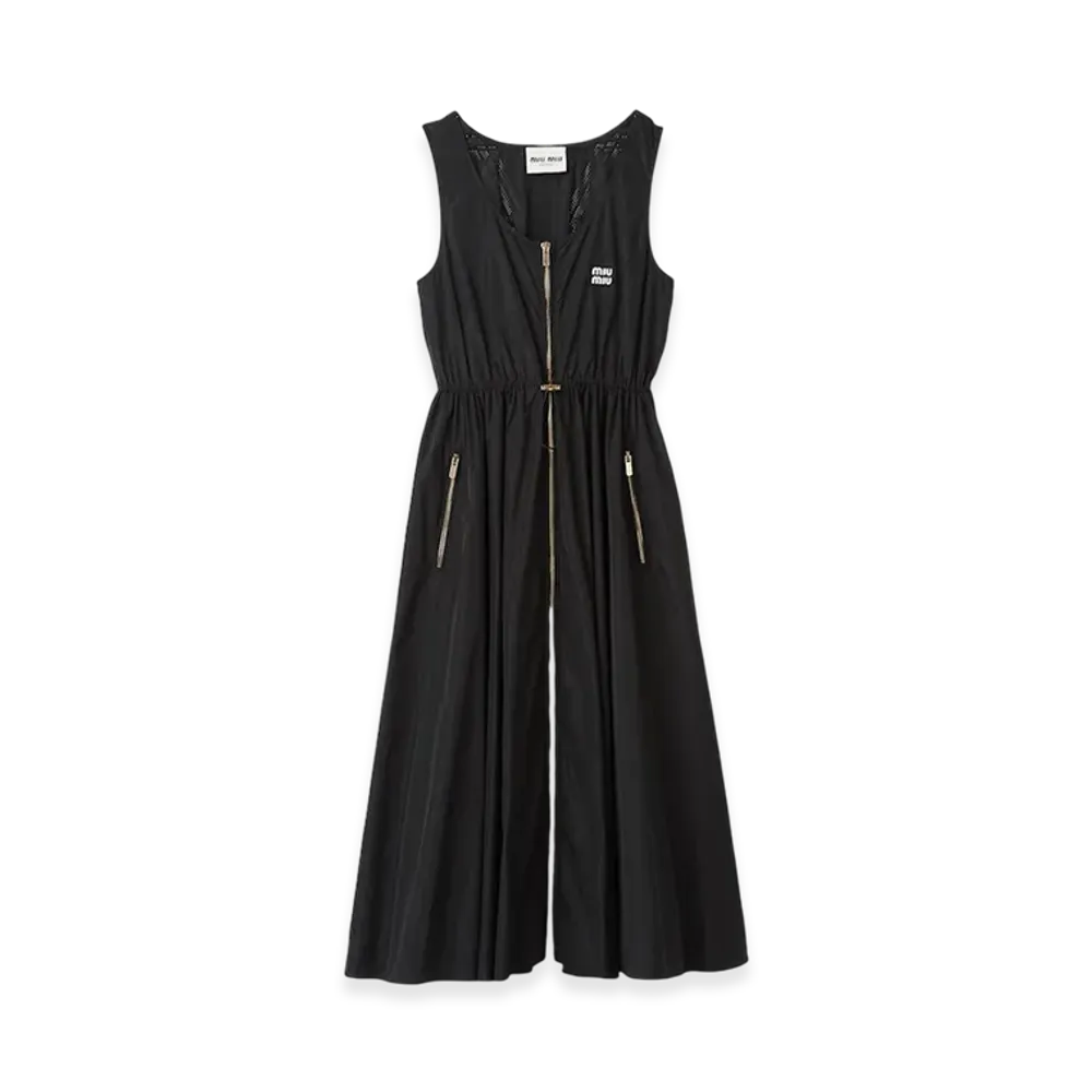 MIU MIU Women's Sleeveless Technical Silk Dress "Black"