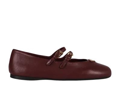 PRADA Women's Chocolate Nappa Leather Ballerinas "Burgundy"