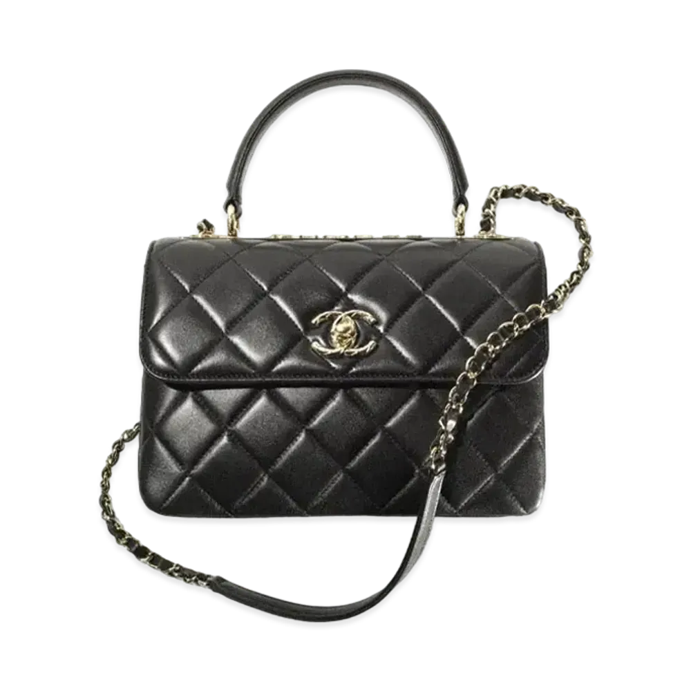 CHANEL Top Handle Flap Bag Lambskin "Black"