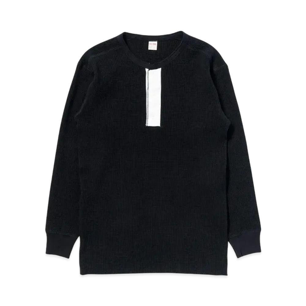 THE REAL McCOY'S Waffle Thermal Henley Undershirt L/S "Black"