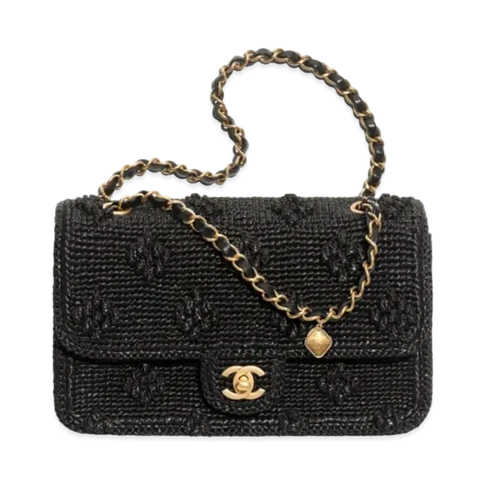 CHANEL Flap Bag Raffia Effect Braided "Black"