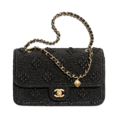 CHANEL Flap Bag Raffia Effect Braided "Black"