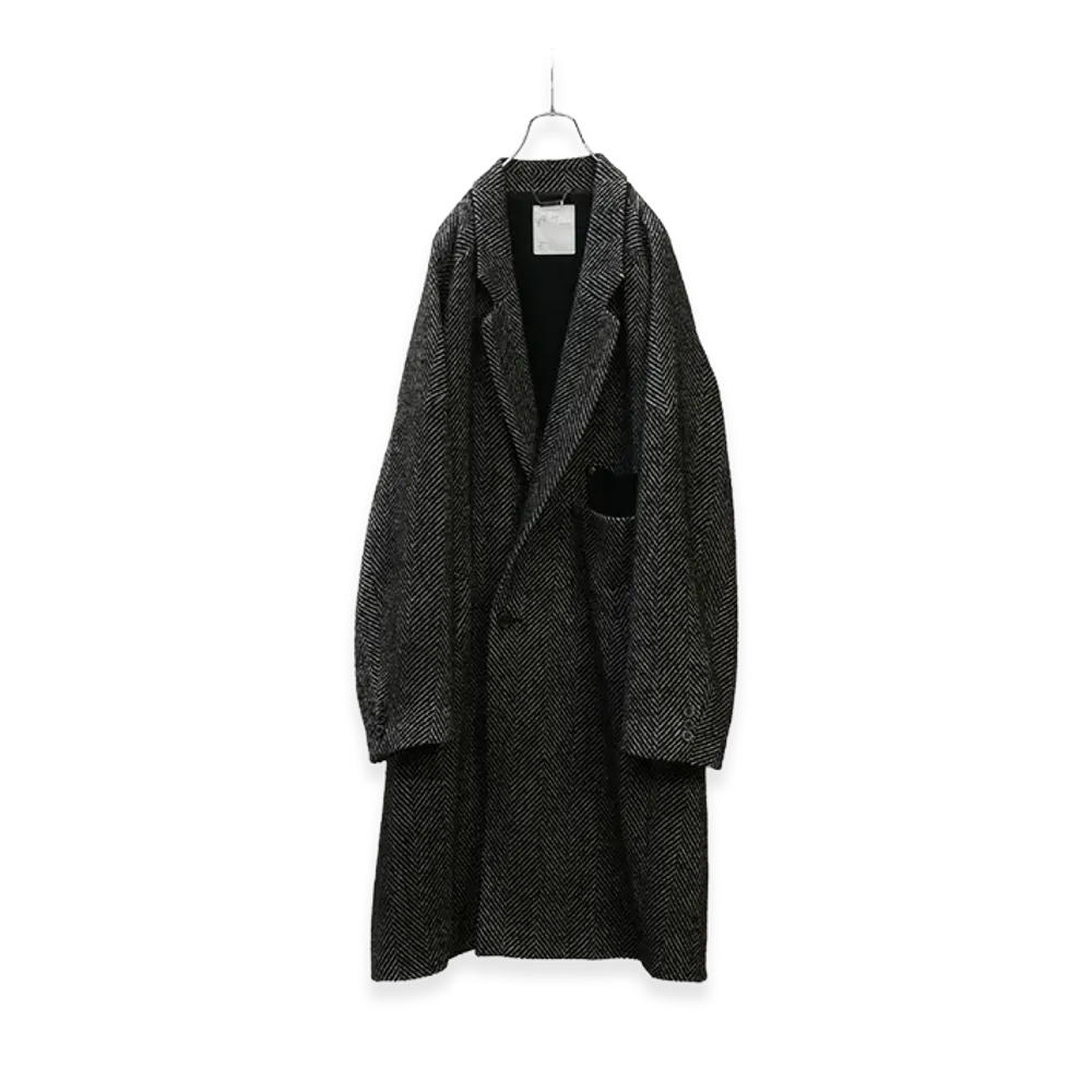 ANCELLM Semi-Double Chester Coat "White/Black"