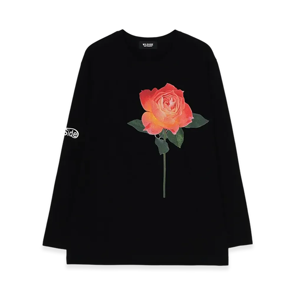 WILDSIDE YOHJI YAMAMOTO Lady Rose Long Sleeve T-Shirt "Black"