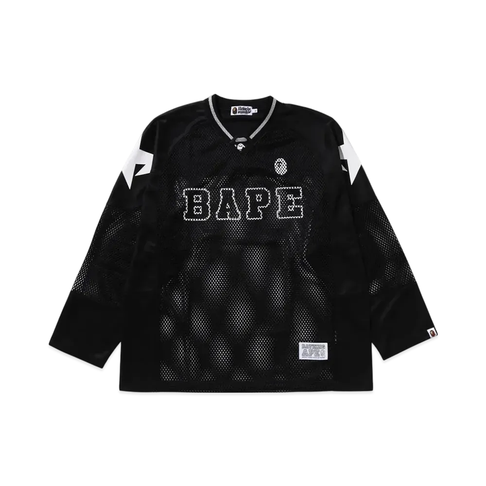 A BATHING APE Line Camo Multilogo Relaxed Fit Football Jersey "Black"