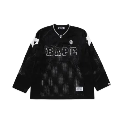 A BATHING APE Line Camo Multilogo Relaxed Fit Football Jersey "Black"