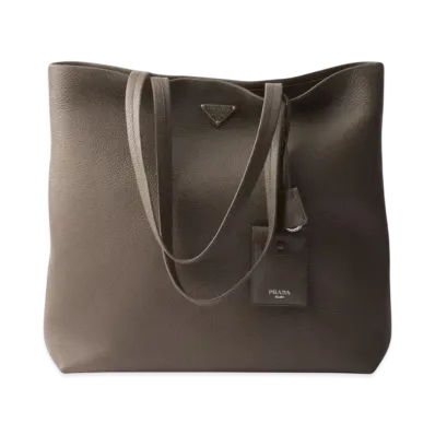 PRADA Leather Tote "Gray Brown"