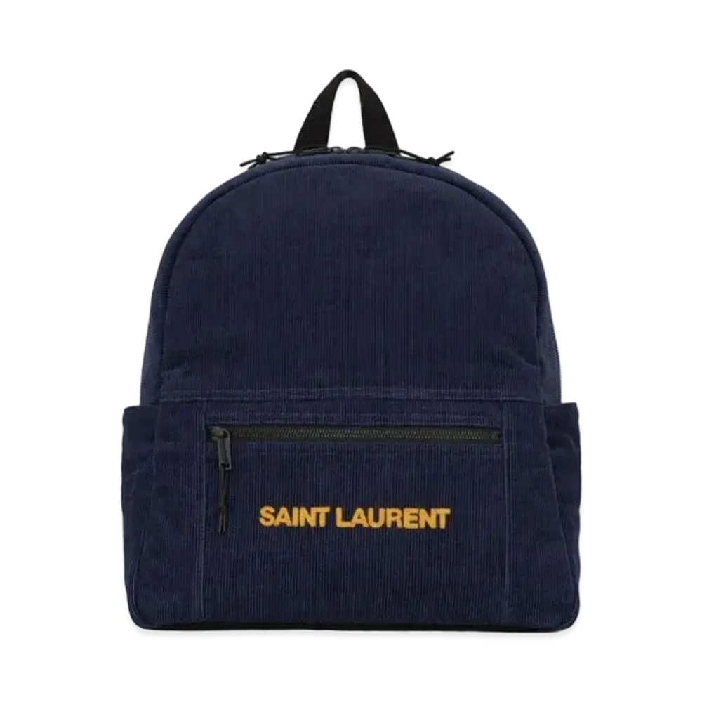 SAINT LAURENT Nuxx Backpack In Corduroy "Medium Blue"