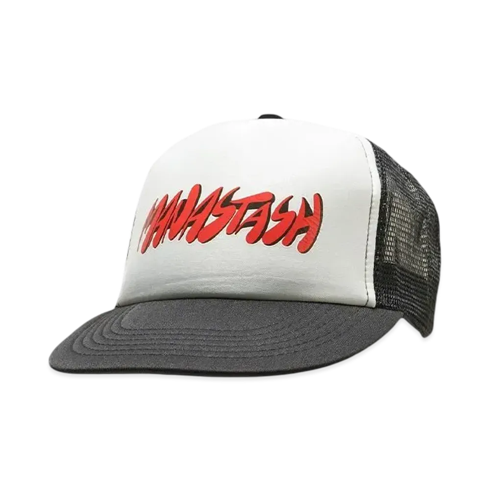MANASTASH SWOOSH LOGO MESH TRUCKER"BLACK"