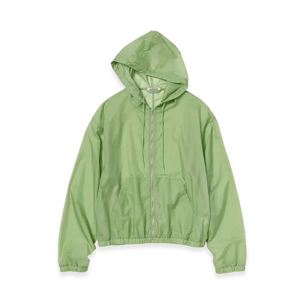 AURALEE Sheer Nylon Ripstop Hooded Blouson "Light Green"