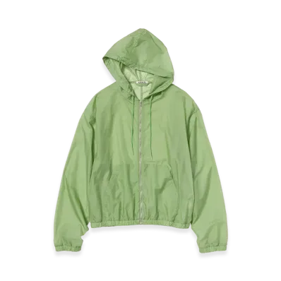 AURALEE Sheer Nylon Ripstop Hooded Blouson "Light Green"