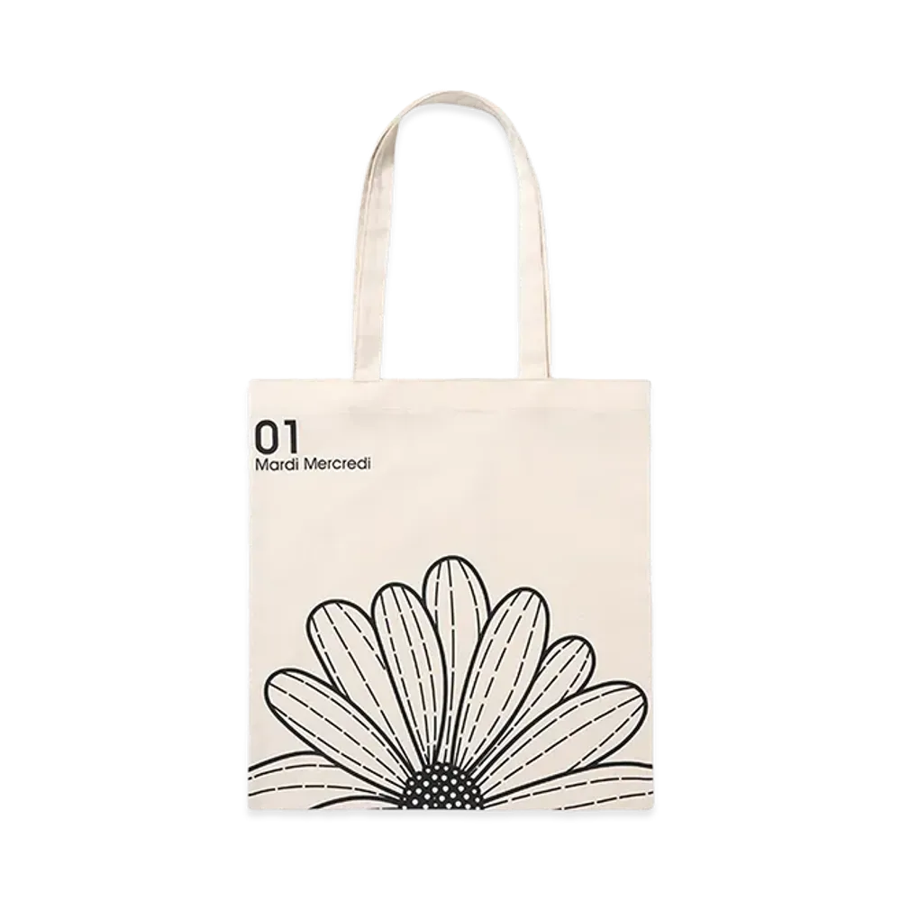 Mardi Mercredi Canvas Bag Flower "Cream Black"