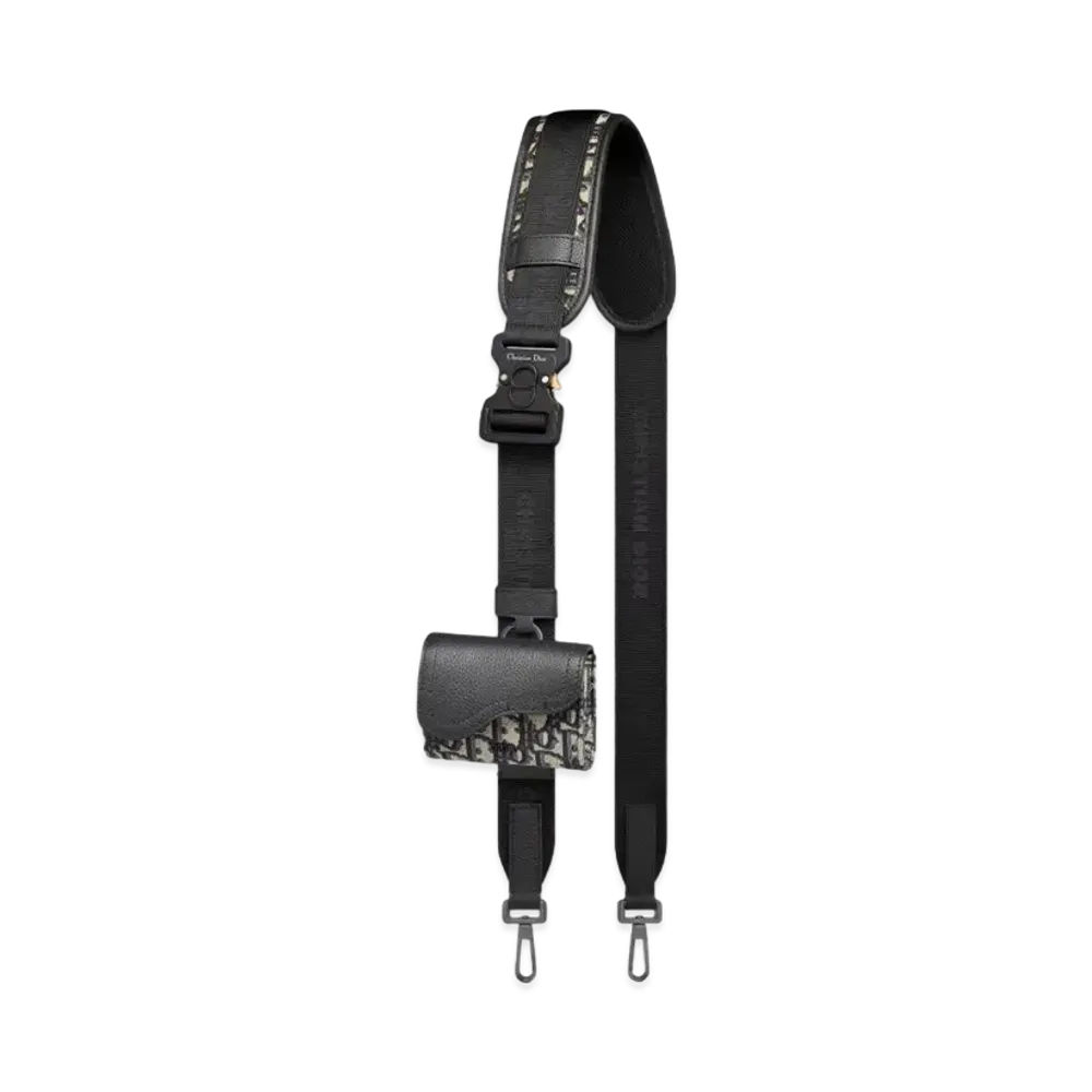 Dior Adjustable Saddle Shoulder Strap Pouch Dior Oblique Jacquard "Beige/Black"