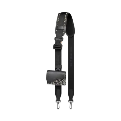Dior Adjustable Saddle Shoulder Strap Pouch Dior Oblique Jacquard "Beige/Black"