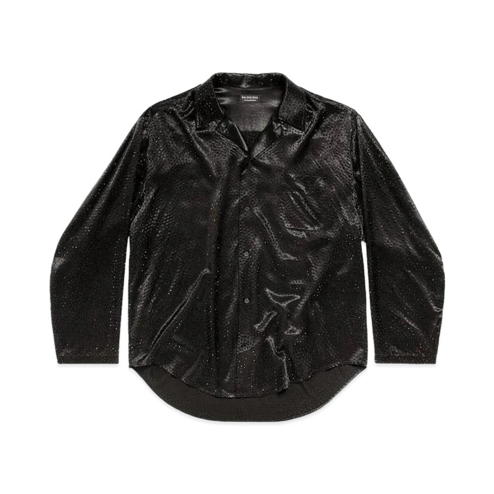 BALENCIAGA Women's Rhinestone Minimal Shirt Large Fit "Black"