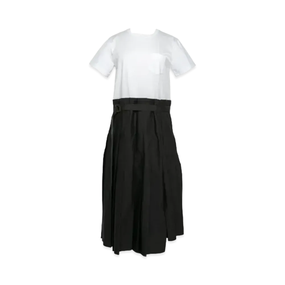 sacai Cotton Poplin x Cotton Jersey Dress "Off White/Black"