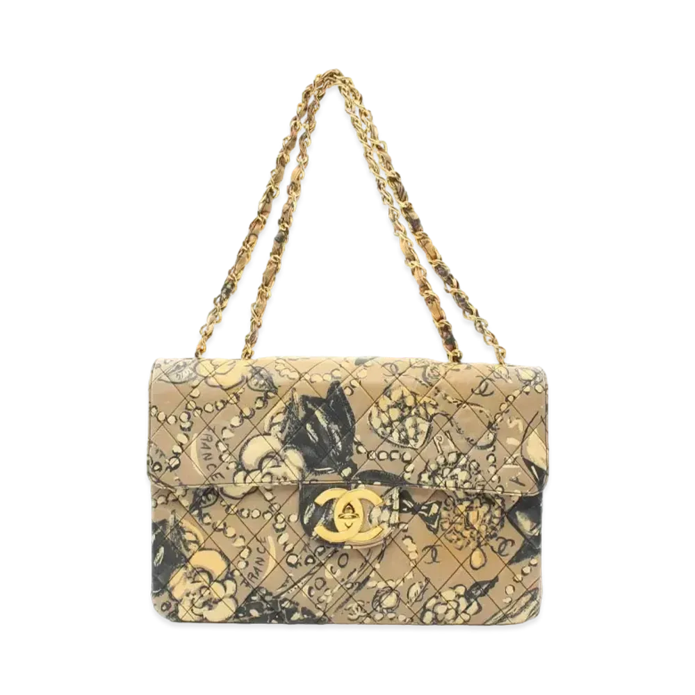 CHANEL Deca Coco Matelasse Camellia W Chain Canvas "Brown/Gold"
