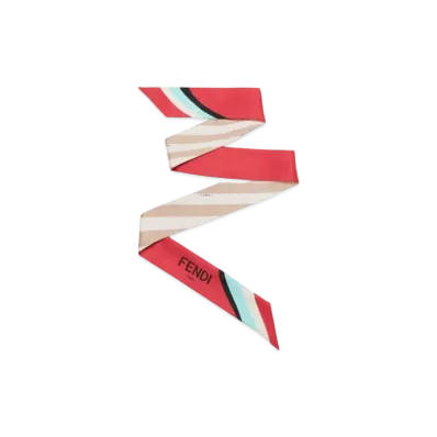 FENDI Wrappy Organic Silk Bandeau "Beige/Cream/Red"