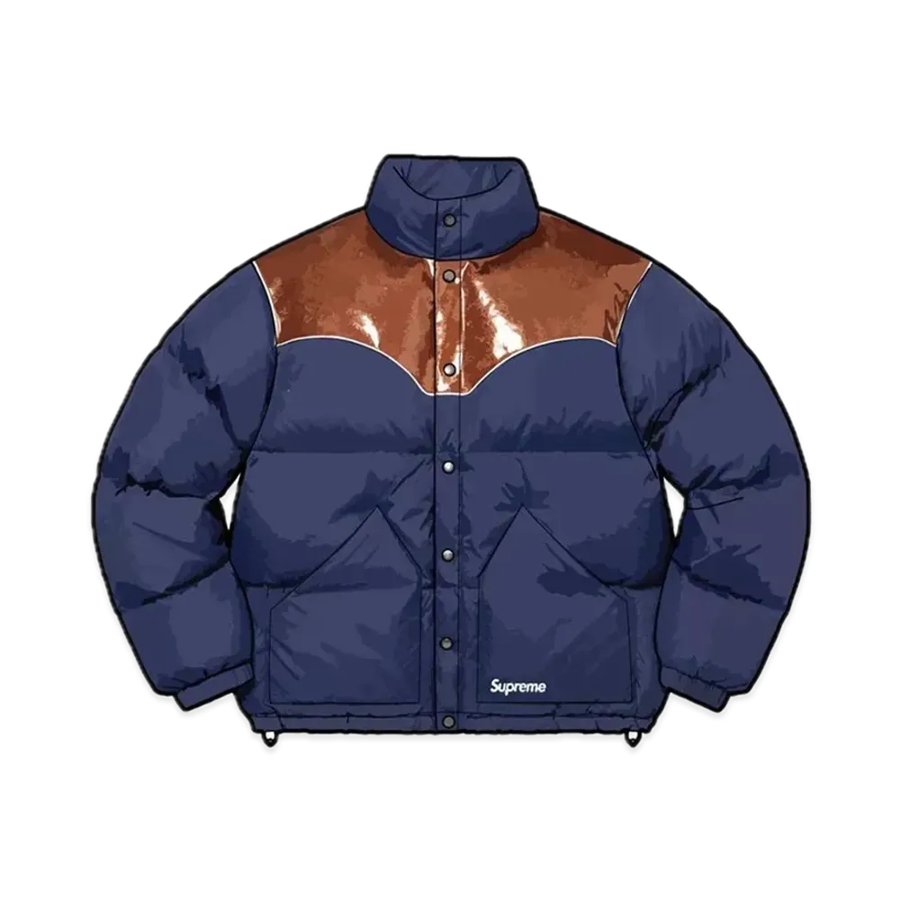 Supreme Glitter Yoke Down Puffer Jacket "Navy"
