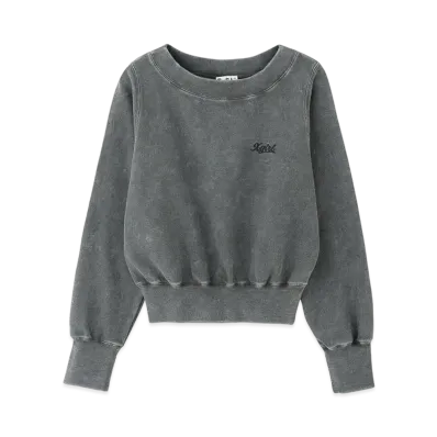 X-Girl Wide Neck X-Girl Sweat Top "Charcoal"