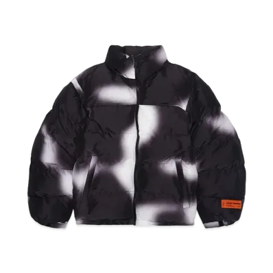 HERON PRESTON EX-RAY AOP BLUR NYLON PUFFER "WHITExBLACK"