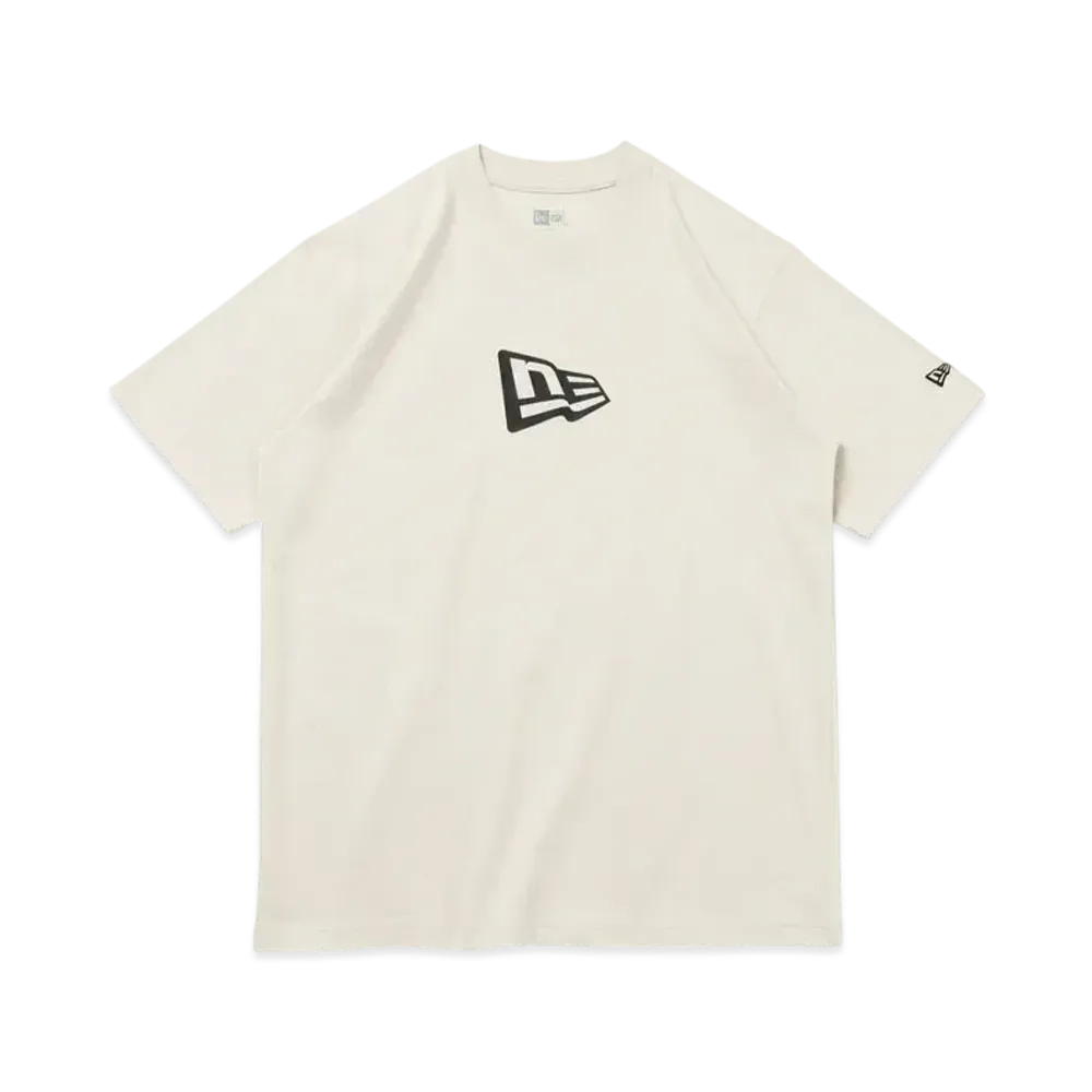 NEW ERA Short Sleeve Cotton T-shirt Flag Logo Mid Regular Fit "Stone"