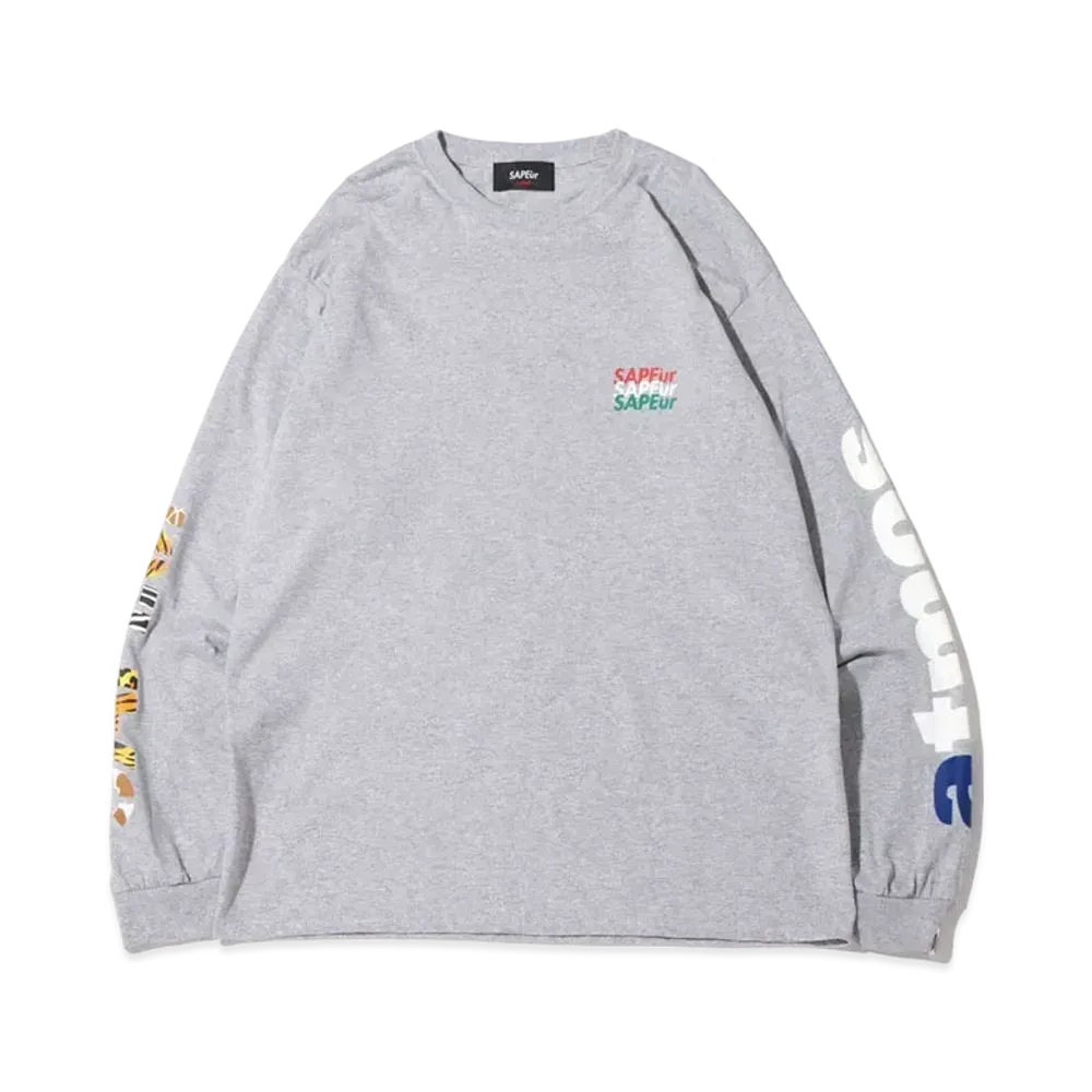 SAPEur Night Safari Sleeve Logo L/S T-Shirt "Gray"