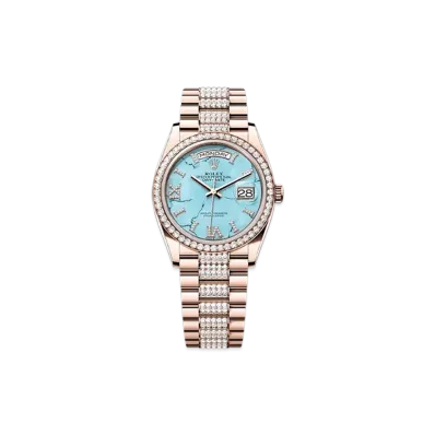 ROLEX Day-Date 36mm Everose Gold Diamond 128345RBR "Turquoise"