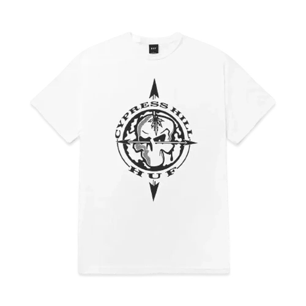 HUF x CYPRESS HILL "420" Blunted Compass BW Tee "White"