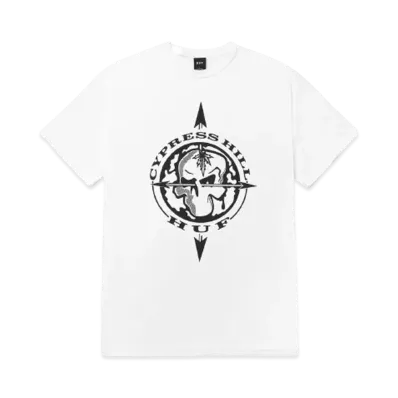 HUF x CYPRESS HILL "420" Blunted Compass BW Tee "White"