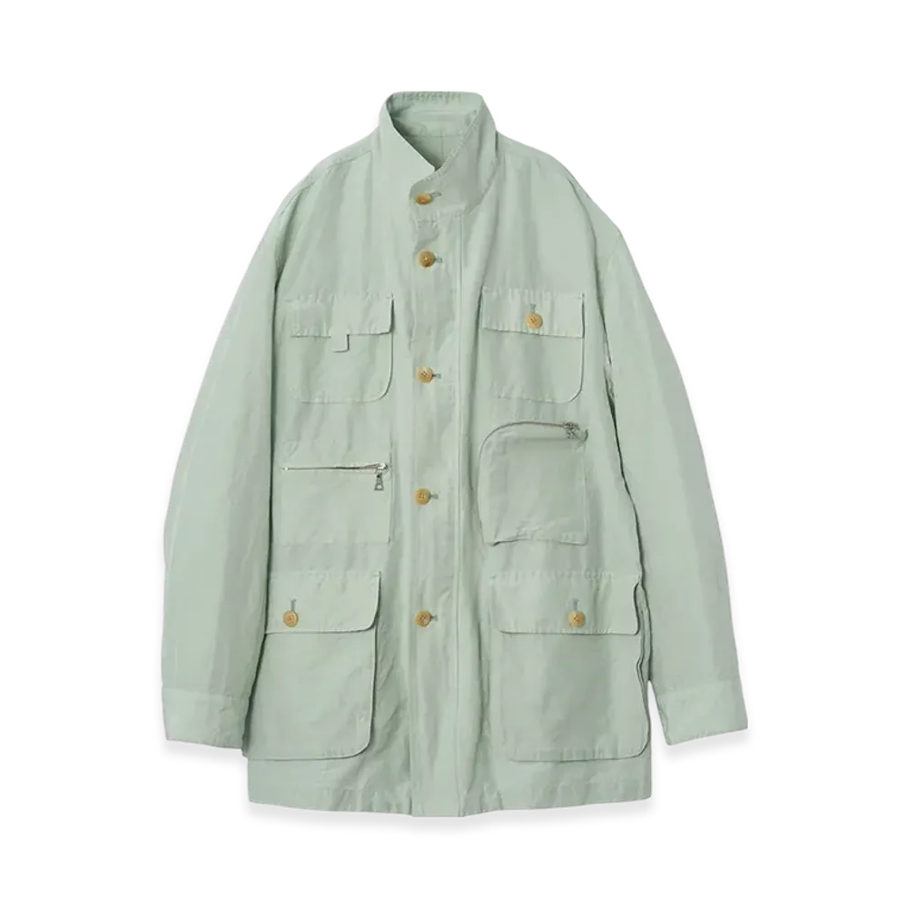 YOKE Acetate Linen Cotton Dungaree Washer Photographer Jacket "Light Green"