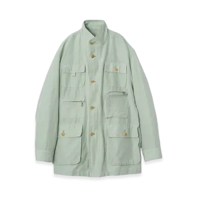 YOKE Acetate Linen Cotton Dungaree Washer Photographer Jacket "Light Green"