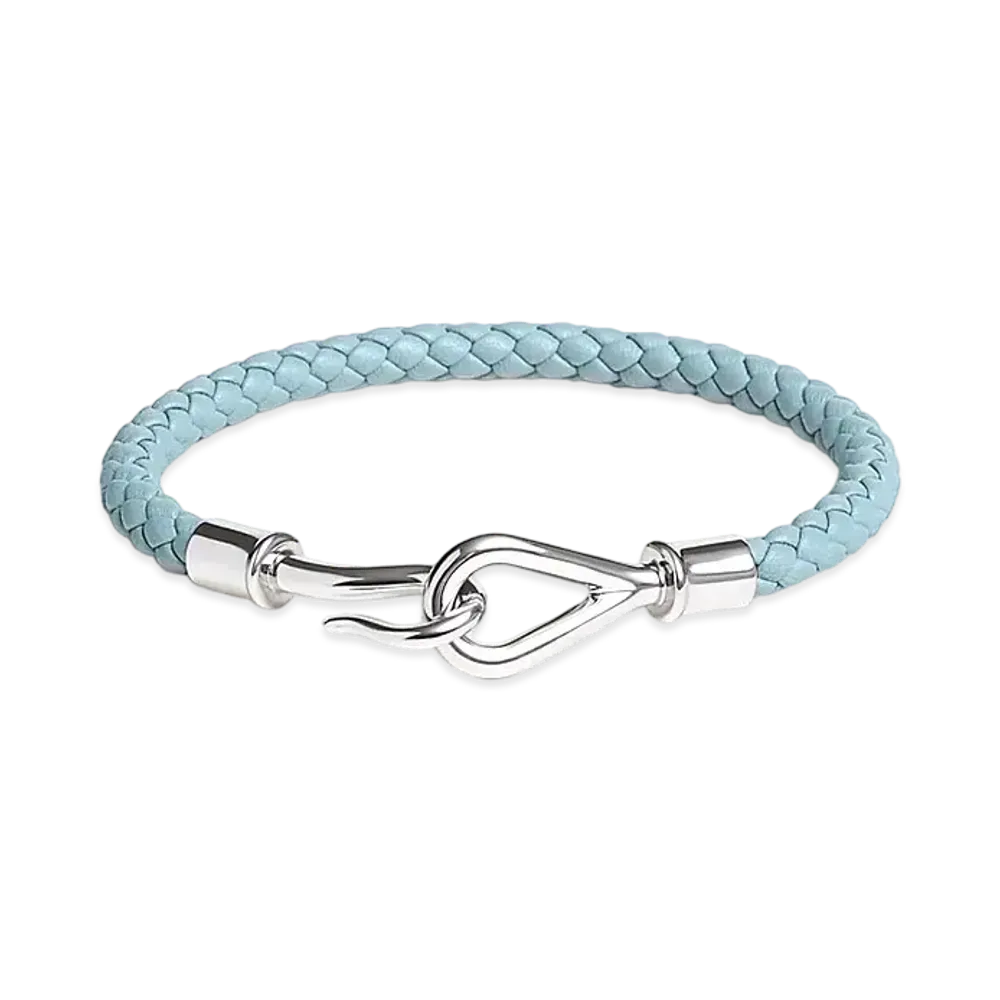 Hermes Jumbo H Bracelet "Bleu Lin/Palladium"