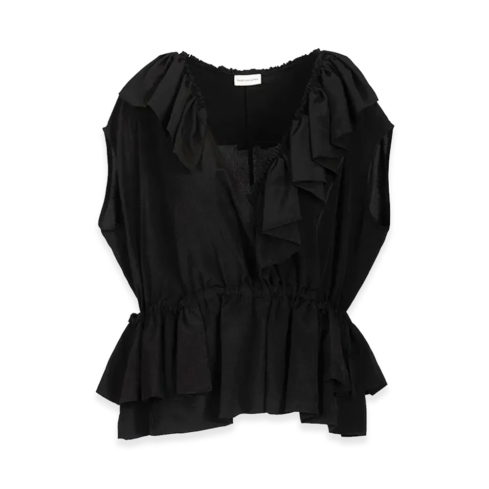 DRIES VAN NOTEN Women's Jersey Top with Belt "Black"
