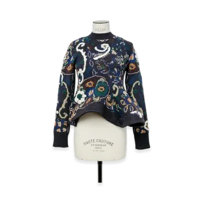 sacai Floral Jacquard Knit Pullover "Navy"