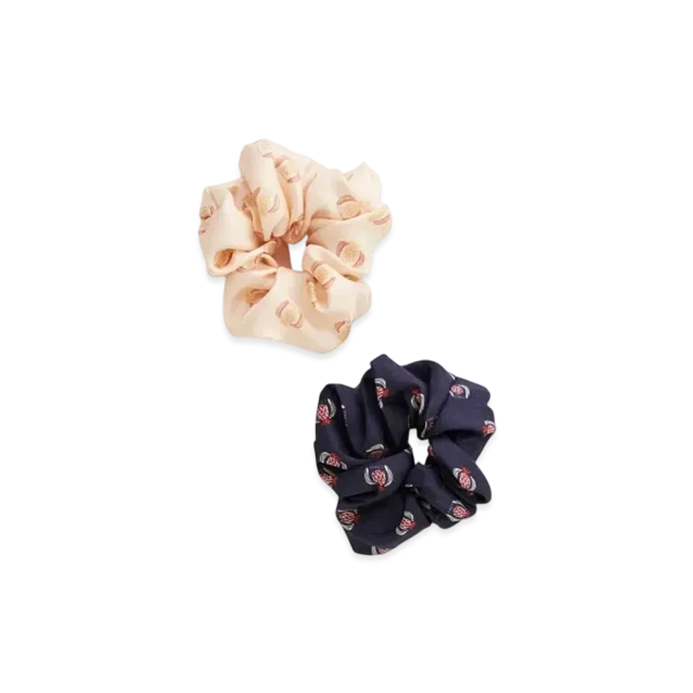 Chloe The Chloe Bananas Scrunchies In Silk "Blue/Beige"