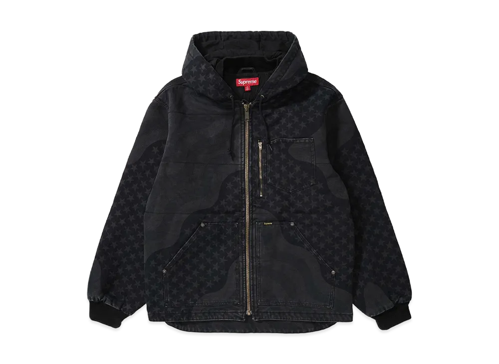 Supreme Flag Quilted Hooded Work Jacket "Black"