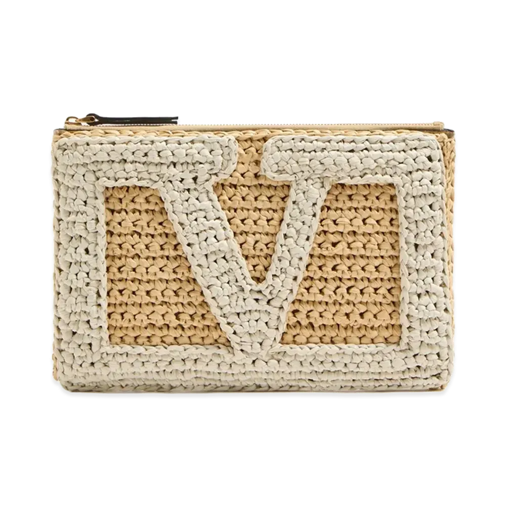 Valentino Women's Viva Superstar Crochet Medium Flat Pouch "White"