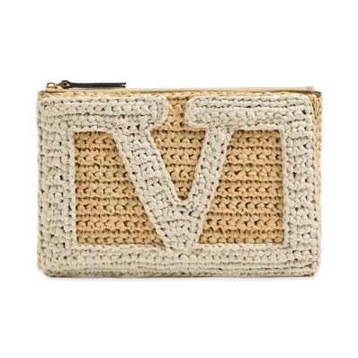 Valentino Women's Viva Superstar Crochet Medium Flat Pouch "White"